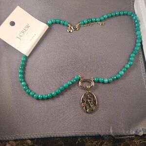 J Crew New green Gold Necklace